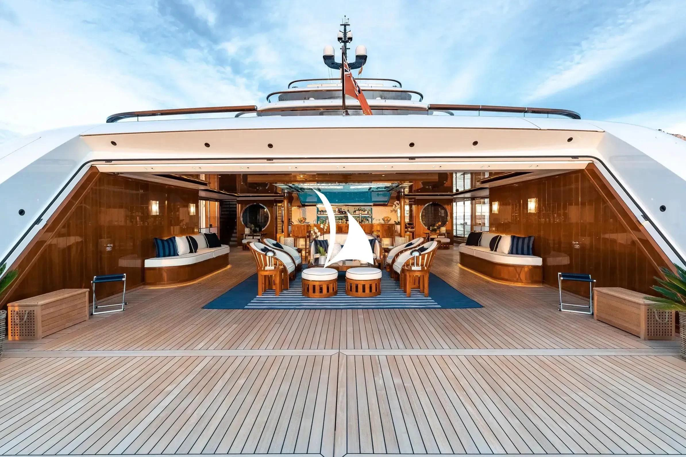 a large ship docked aboard SOPHIA Yacht for Sale