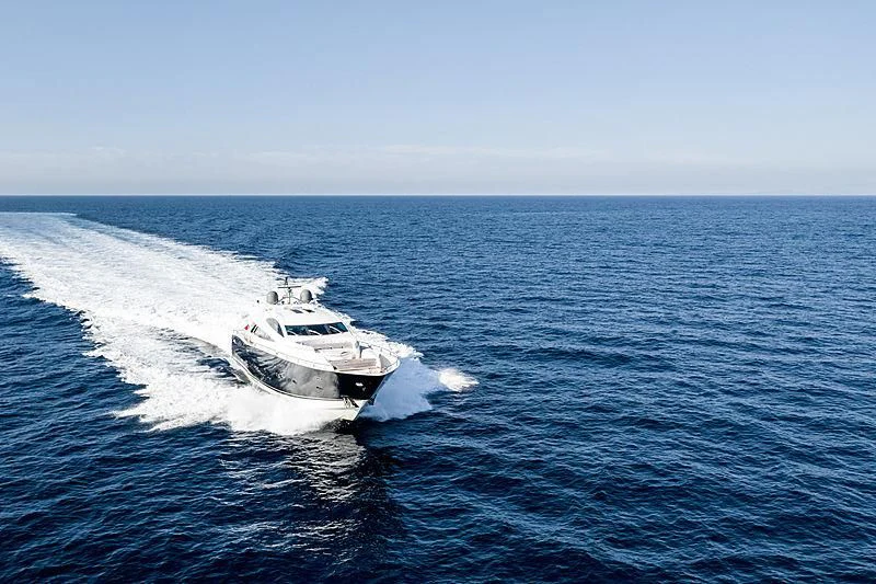 a white boat in the water aboard EYE Yacht for Sale