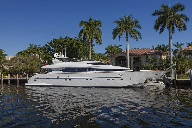 a boat docked at a pier aboard SASHAY Yacht for Sale