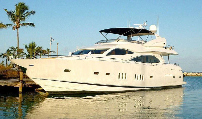 a white yacht on the water aboard 'S NOON SOMEWHERE Yacht for Sale