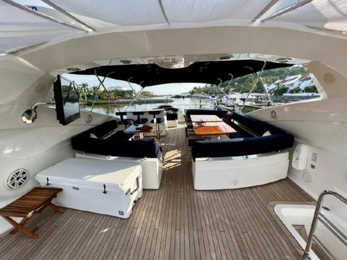 a room with a large white boat aboard 'S NOON SOMEWHERE Yacht for Sale