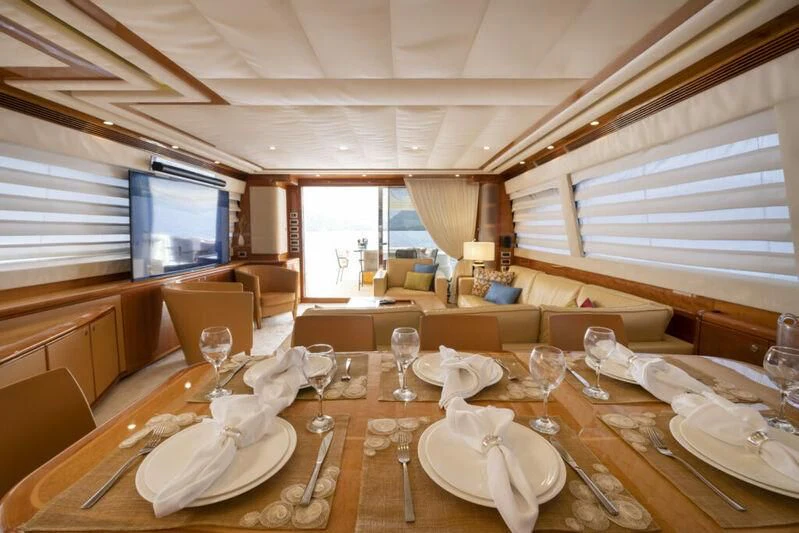 a large dining room table aboard ASTARTE Yacht for Sale