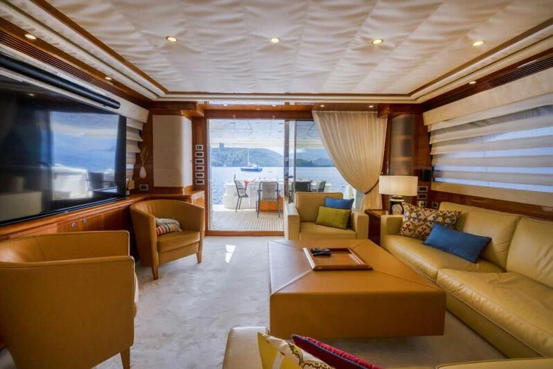 a living room with a large window aboard ASTARTE Yacht for Sale