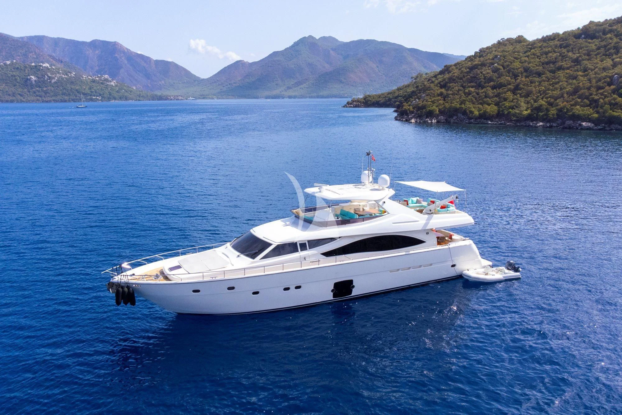 a white boat in the water aboard ASTARTE Yacht for Sale