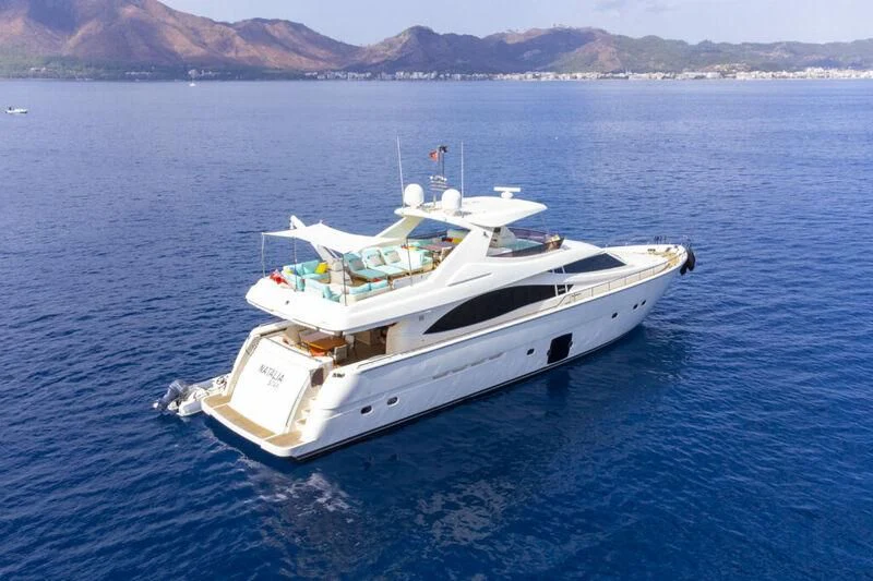a white boat in the water aboard ASTARTE Yacht for Sale