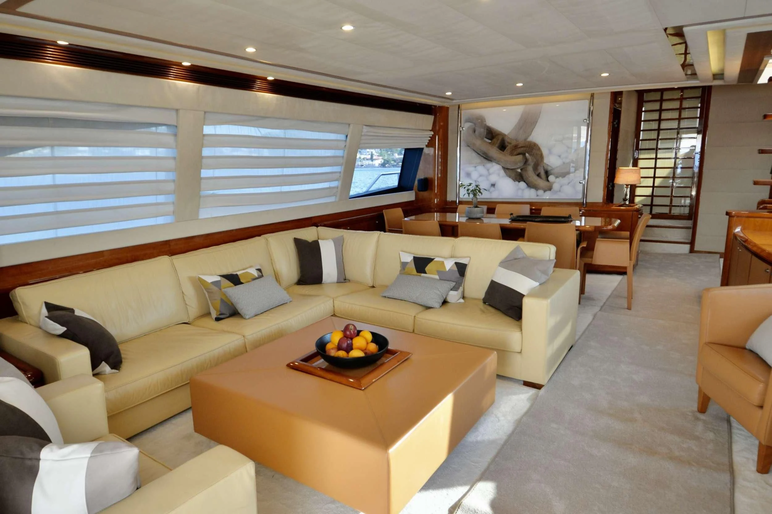 a living room with a large window aboard ASTARTE Yacht for Sale