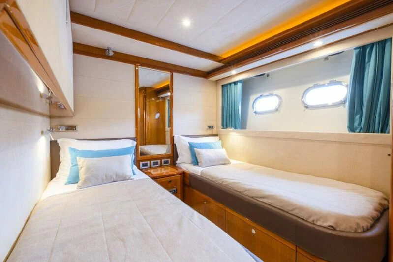 a couple of beds in a room aboard ASTARTE Yacht for Sale