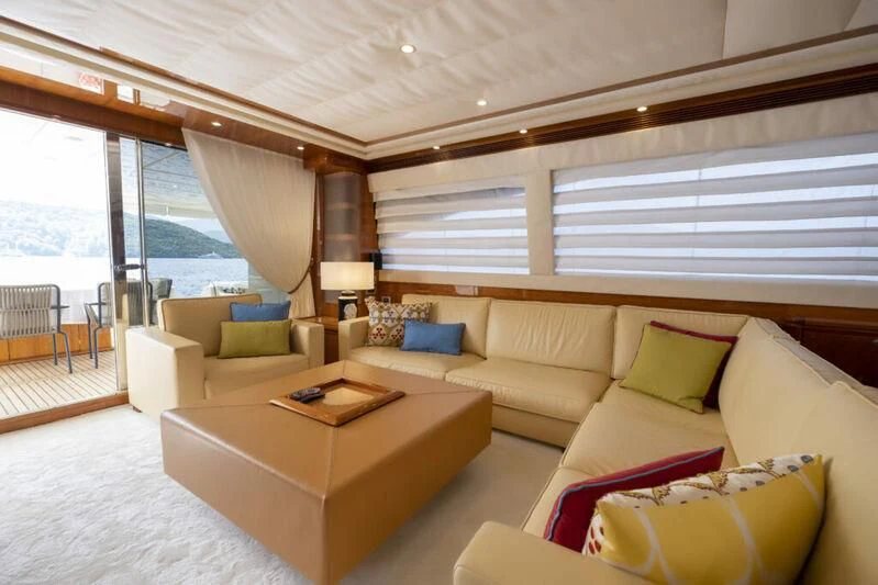 a living room with a large window aboard ASTARTE Yacht for Sale