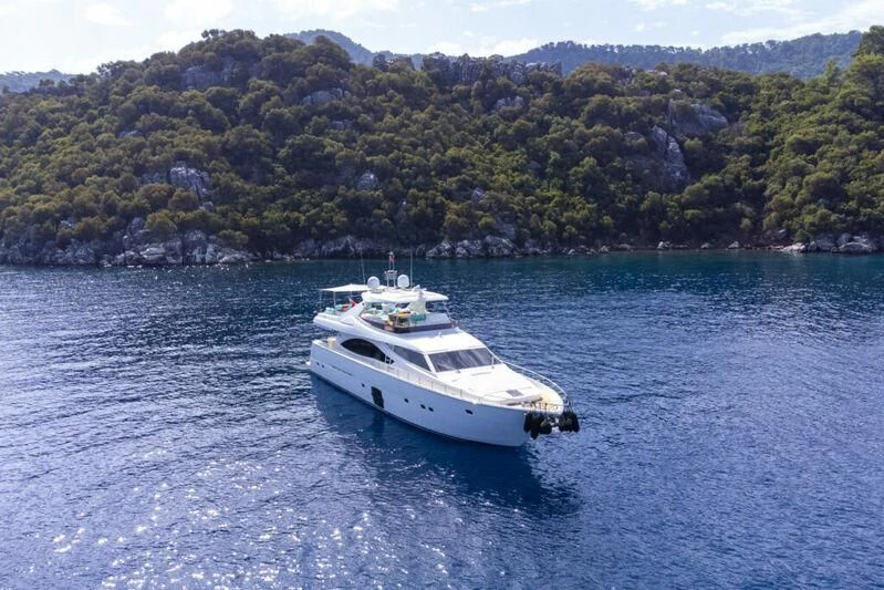 a white boat on the water aboard ASTARTE Yacht for Sale