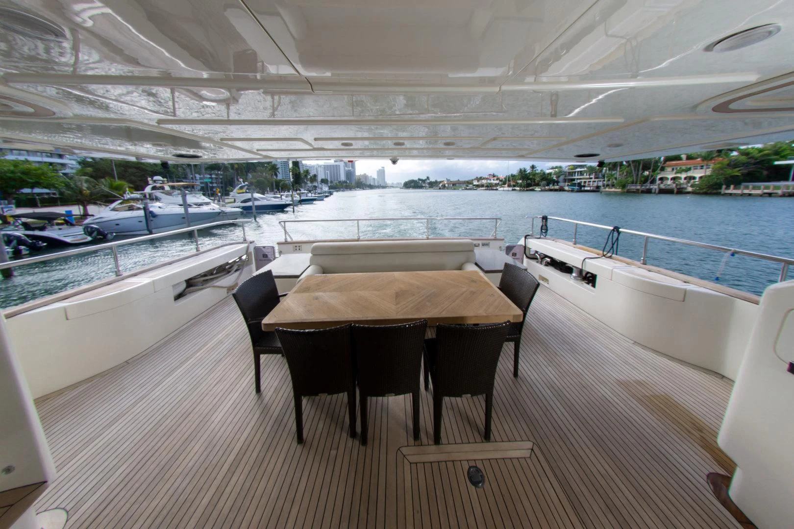 a table on a deck aboard ADAR Yacht for Sale