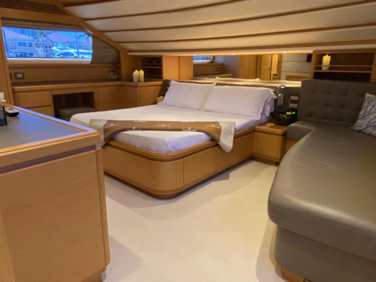 a bed in a room aboard ADAR Yacht for Sale