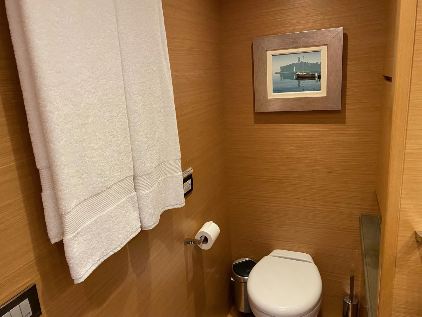 a towel on a wall aboard ADAR Yacht for Sale