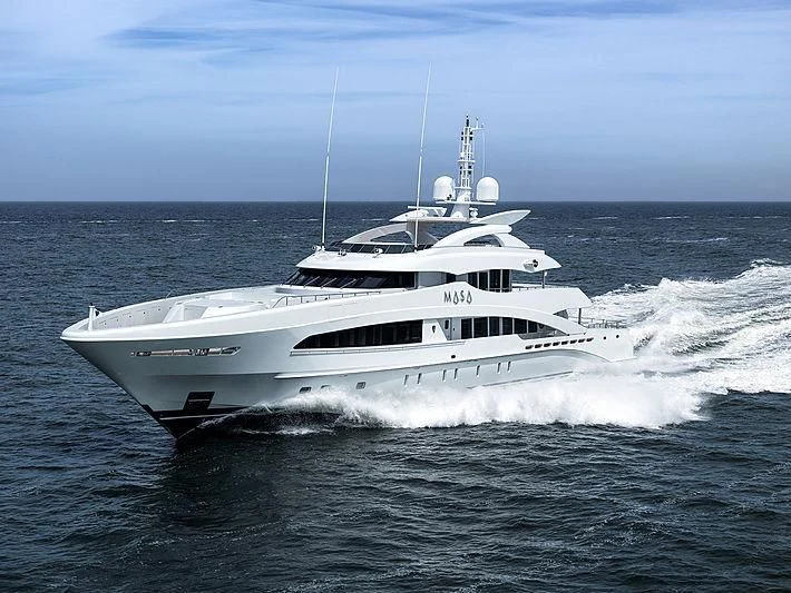 a white yacht in the water aboard MASA Yacht for Sale
