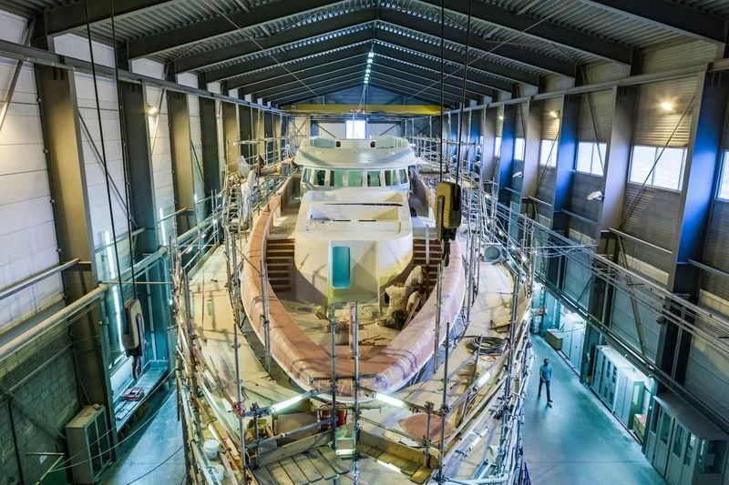 a large factory with many machines aboard MASA Yacht for Sale