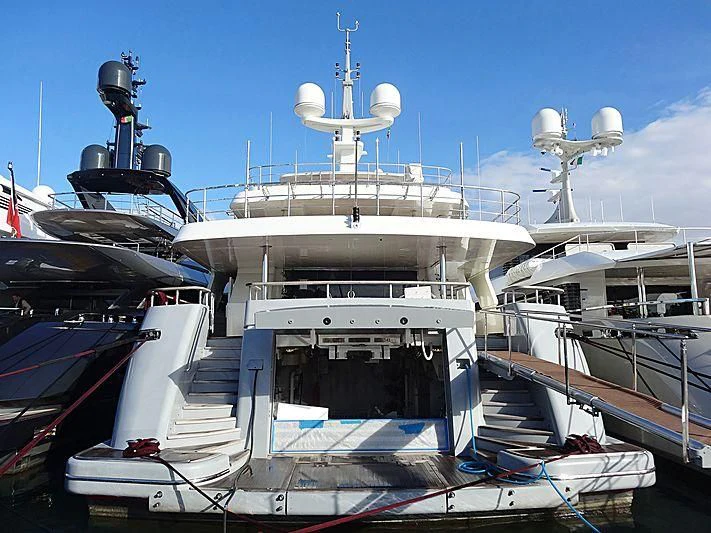 a large white boat with a propeller aboard LIBRA OMEGA Yacht for Sale