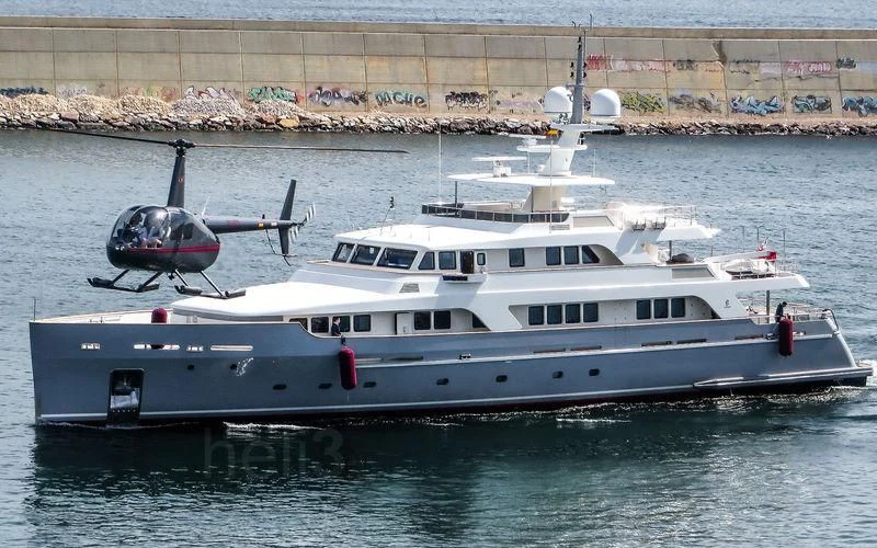 a helicopter on a boat aboard LIBRA OMEGA Yacht for Sale