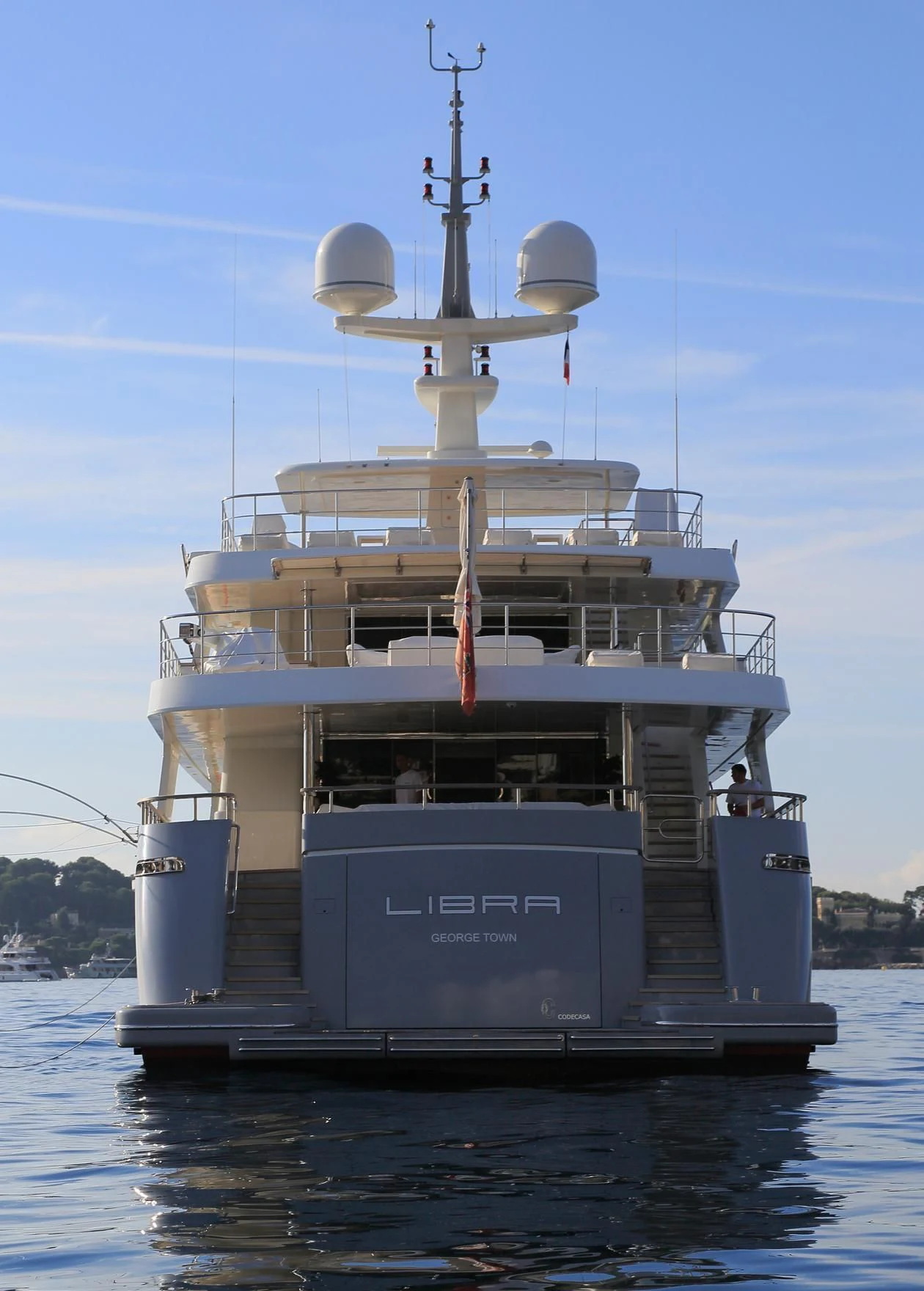 a large ship in the water aboard LIBRA OMEGA Yacht for Sale