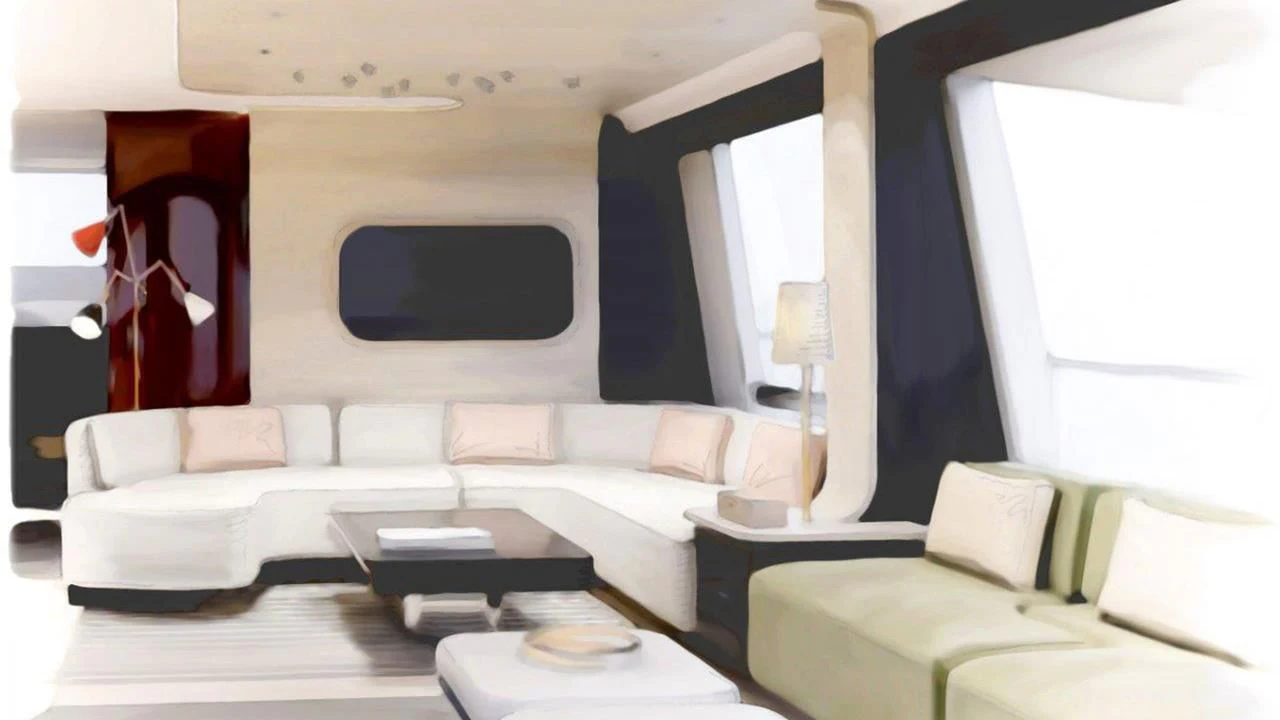 a room with a couch and a table aboard ARES N Yacht for Sale