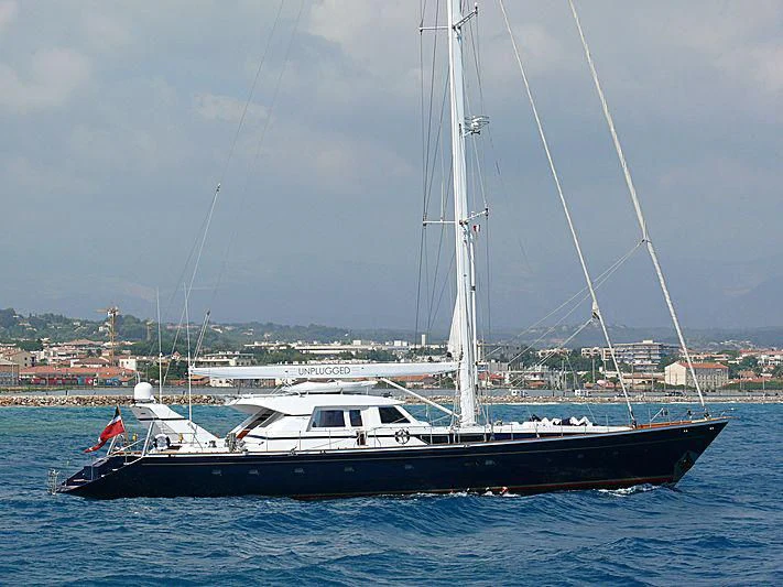 a boat in the water aboard UNPLUGGED Yacht for Sale