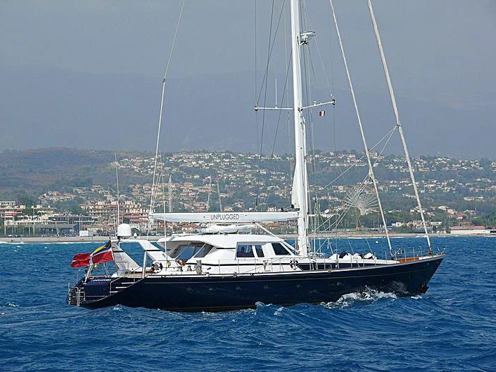 a boat in the water aboard UNPLUGGED Yacht for Sale