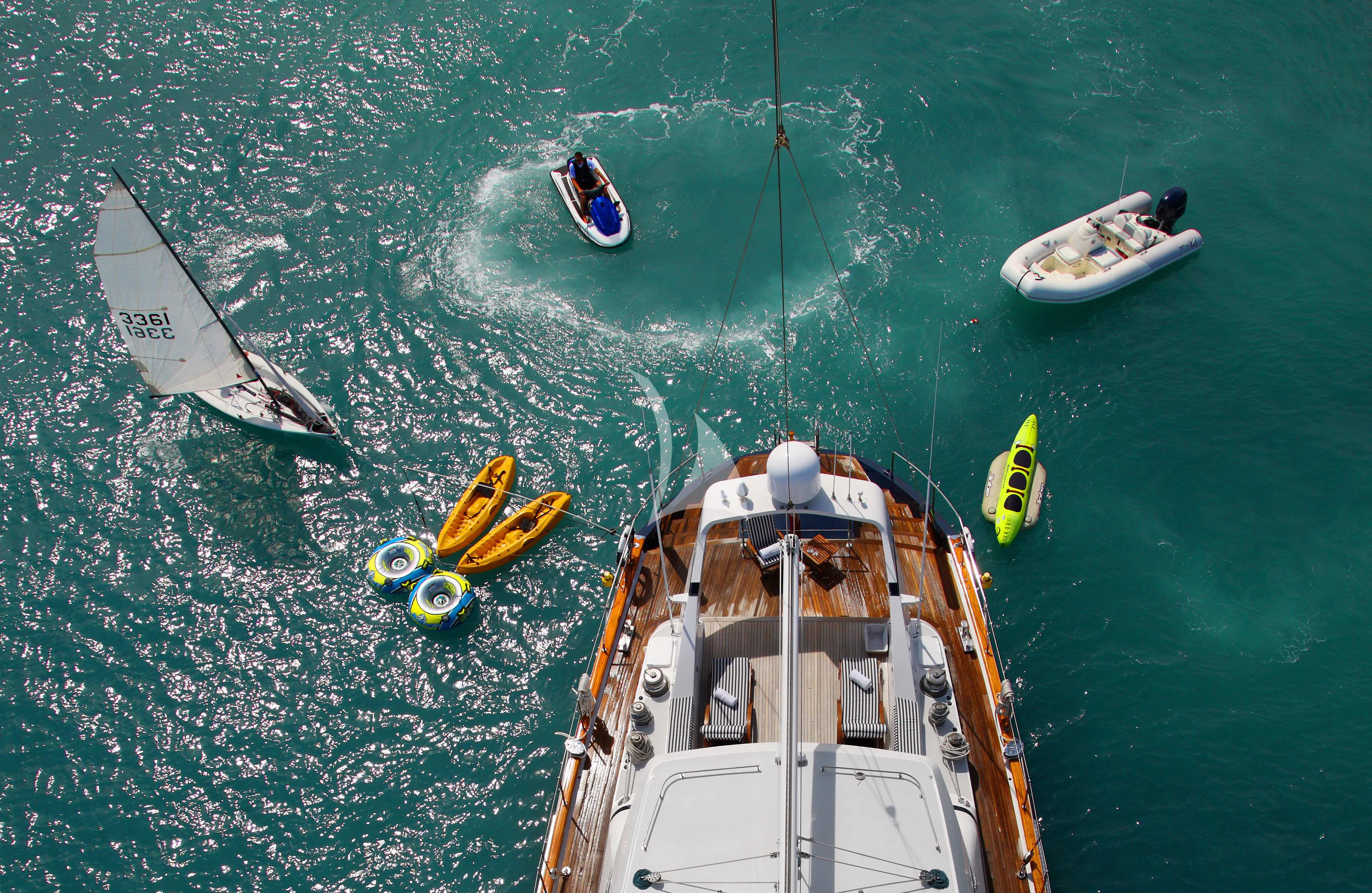 a group of boats in the water aboard UNPLUGGED Yacht for Sale