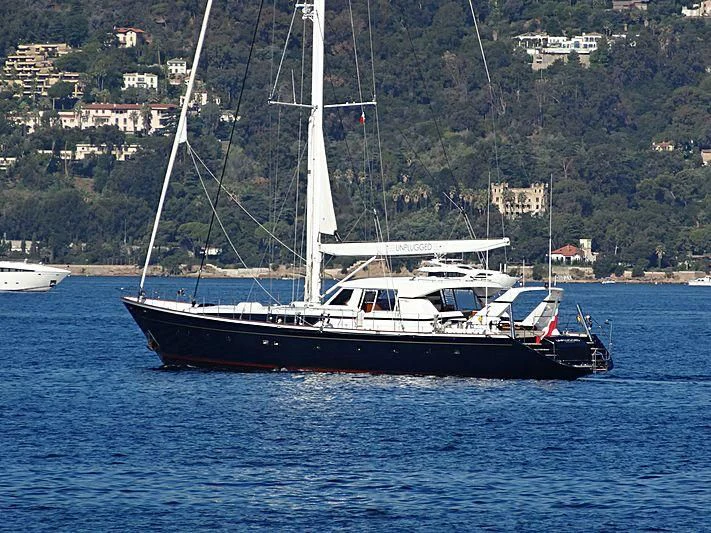a boat in the water aboard UNPLUGGED Yacht for Sale