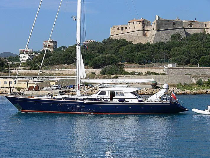 a boat in the water aboard UNPLUGGED Yacht for Sale