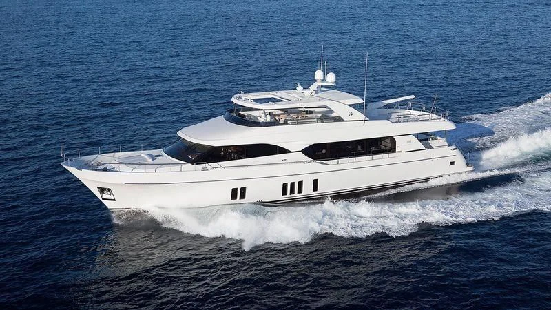 a white yacht on the water aboard BRAVO ZULU II Yacht for Sale