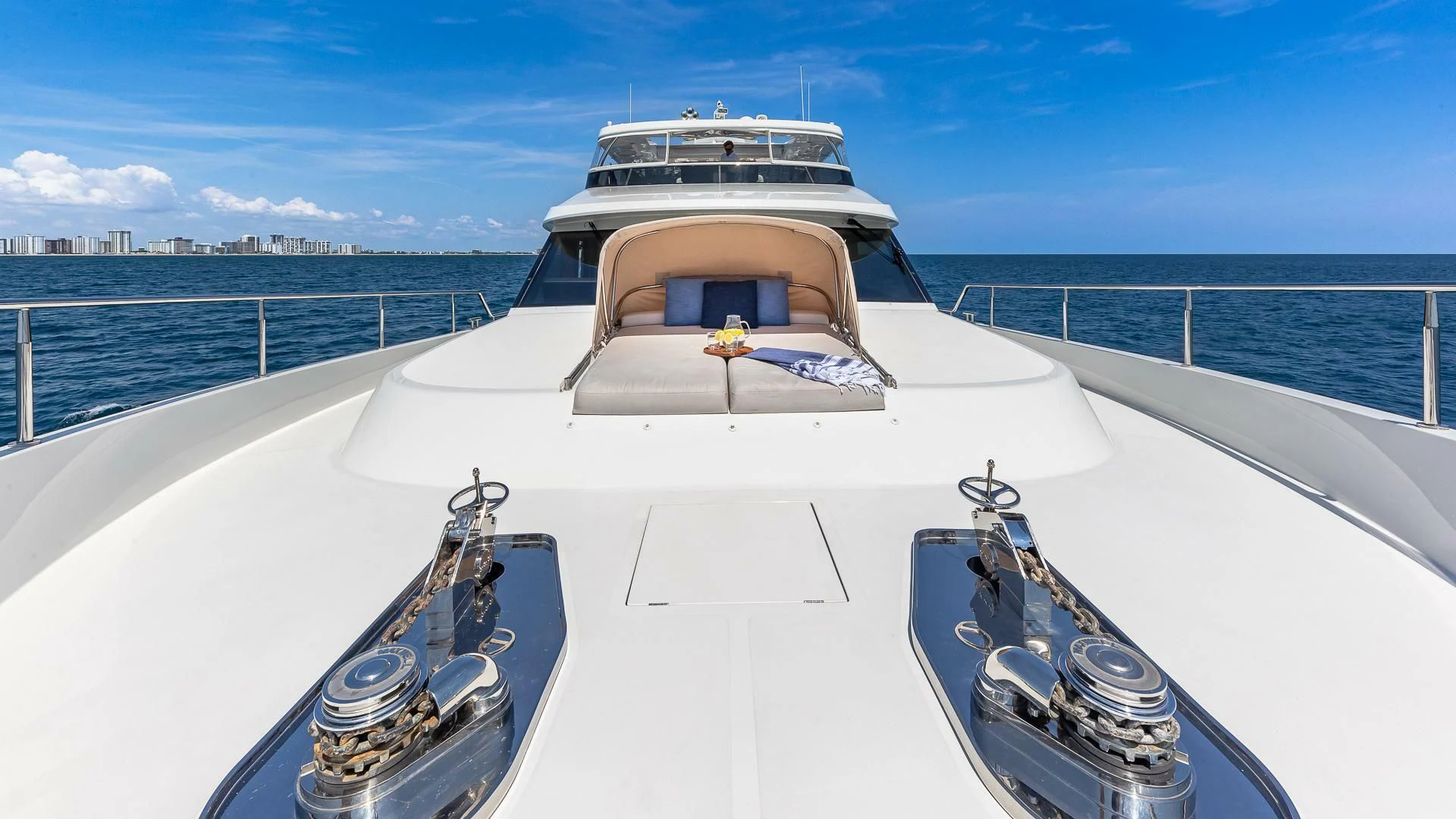 a white yacht on the water aboard BRAVO ZULU II Yacht for Sale