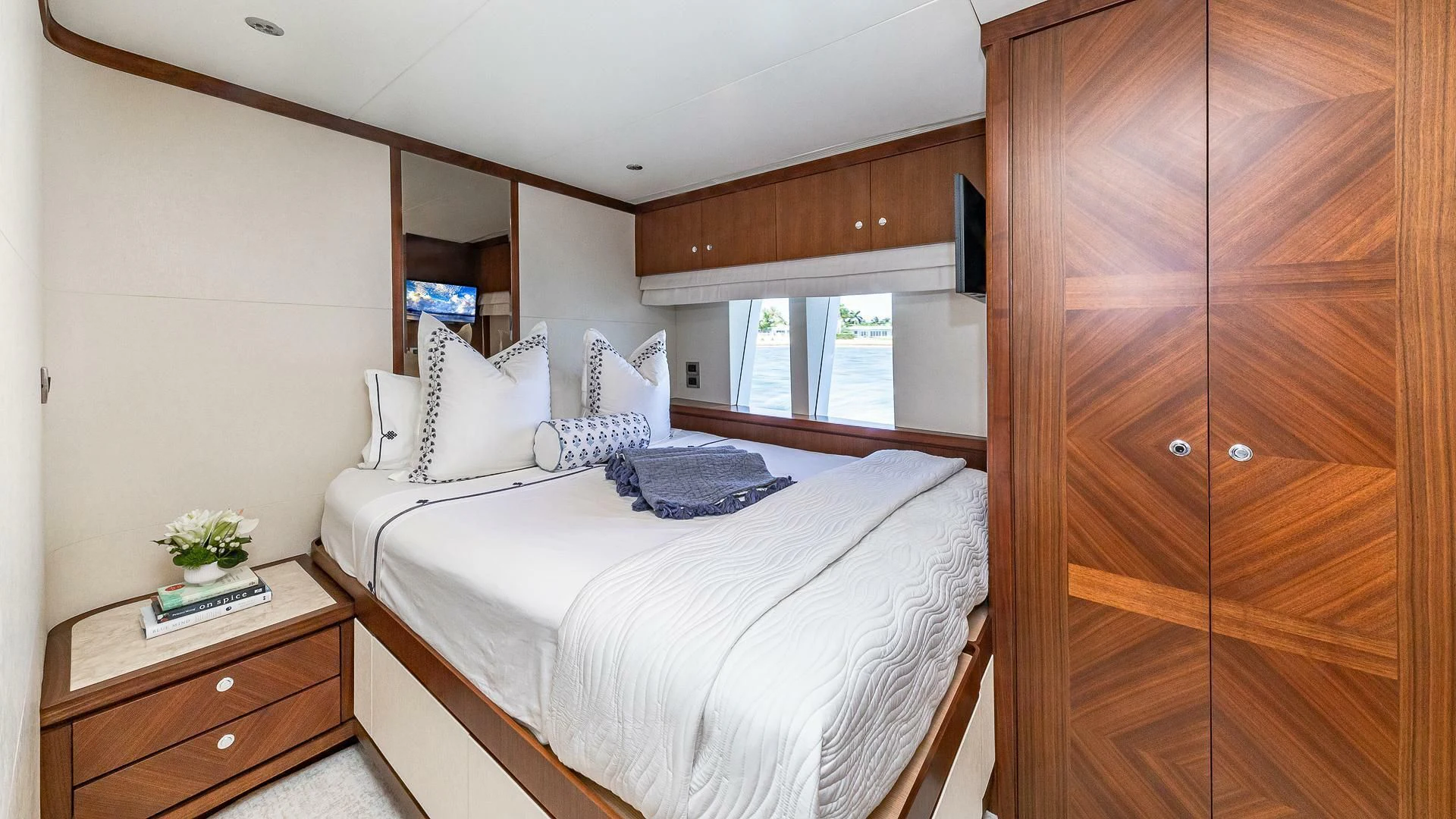 a couple of beds in a room aboard BRAVO ZULU II Yacht for Sale