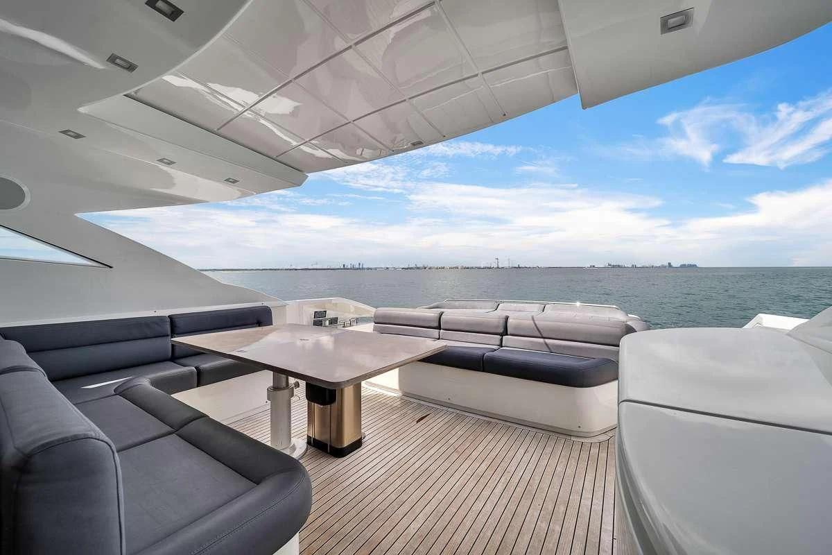 a room with a view of the ocean and the ocean aboard VANTAGE Yacht for Charter