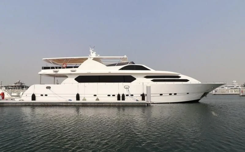 a white yacht on the water aboard BIN HABIB 1 Yacht for Sale
