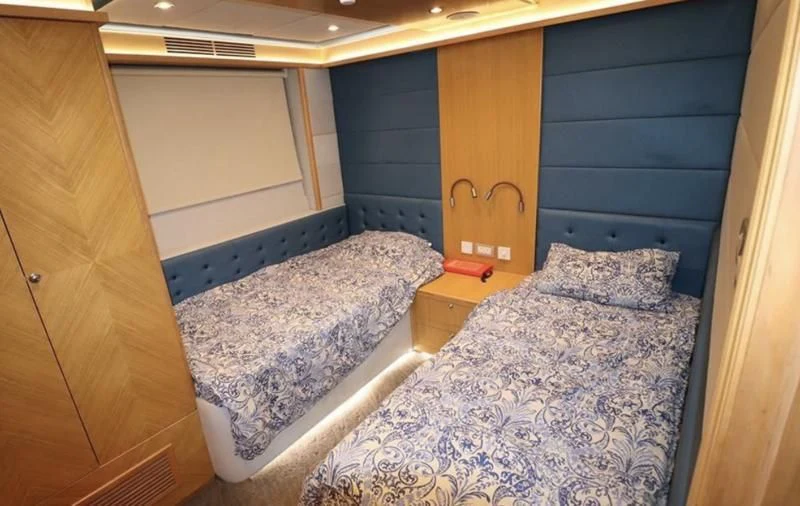 a couple of beds in a room aboard BIN HABIB 1 Yacht for Sale