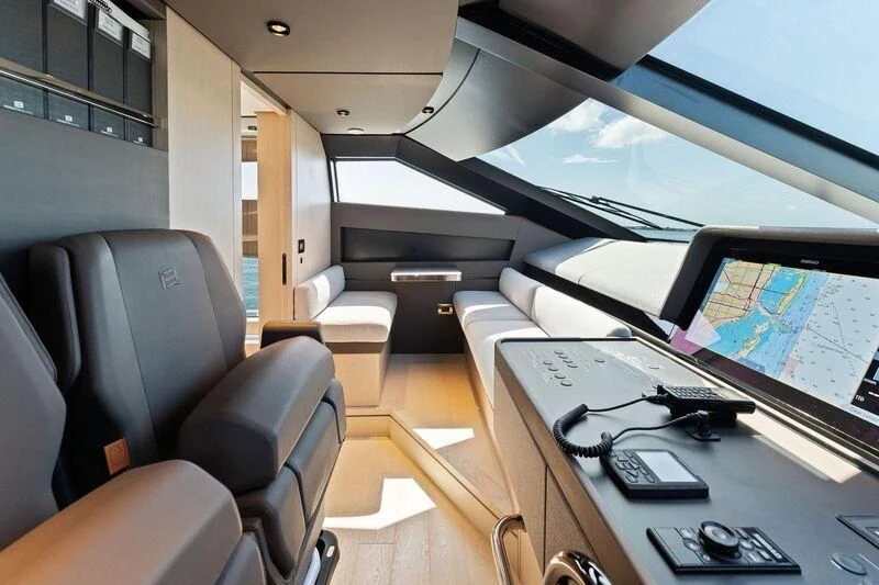 inside of a car aboard FERRETTI 780/41 Yacht for Sale