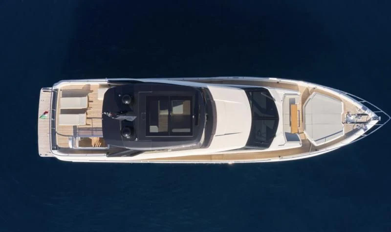 a boat with a window aboard FERRETTI 780/41 Yacht for Sale