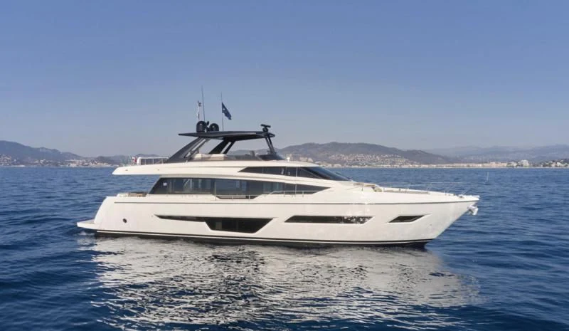 a white yacht in the water aboard FERRETTI 780/41 Yacht for Sale
