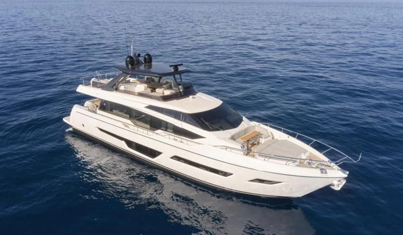 a white yacht on the water aboard FERRETTI 780/41 Yacht for Sale