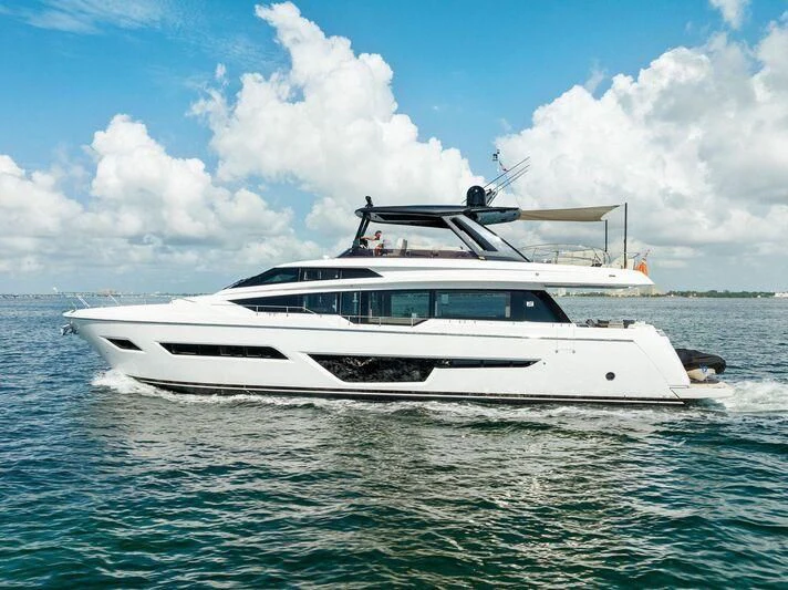 a white yacht in the water aboard FERRETTI 780/41 Yacht for Sale