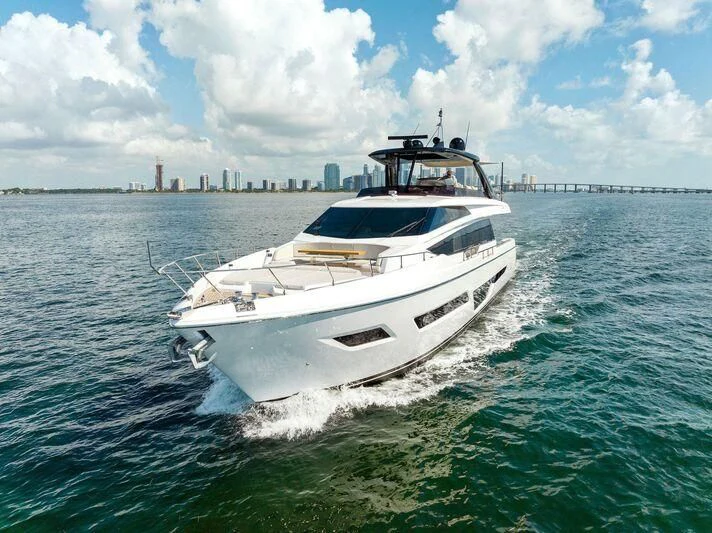 a white yacht on the water aboard FERRETTI 780/41 Yacht for Sale