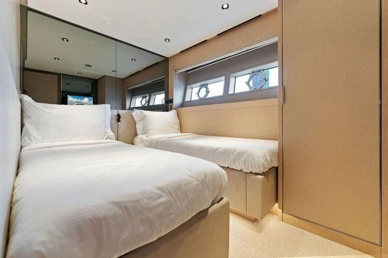 a room with two beds aboard FERRETTI 780/41 Yacht for Sale