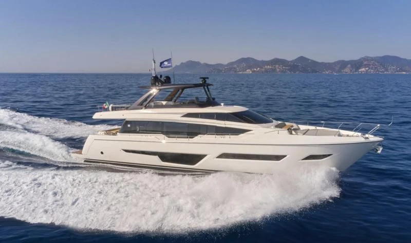 a white yacht on the water aboard FERRETTI 780/41 Yacht for Sale