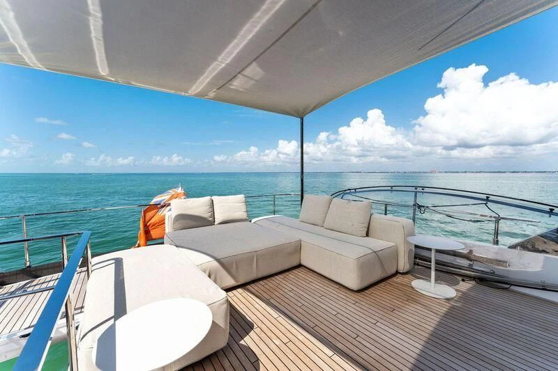 a large balcony overlooking the ocean aboard FERRETTI 780/41 Yacht for Sale