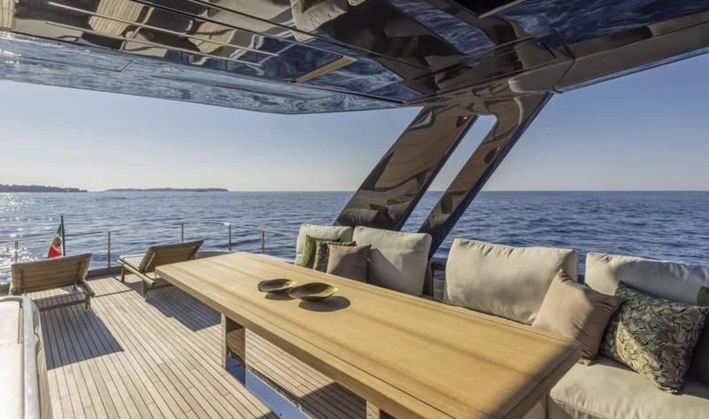 a boat on the water aboard FERRETTI 780/41 Yacht for Sale