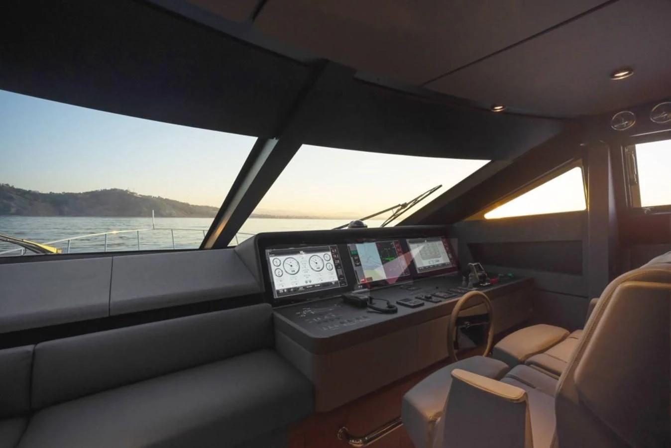 inside of a car aboard FERRETTI 780/41 Yacht for Sale