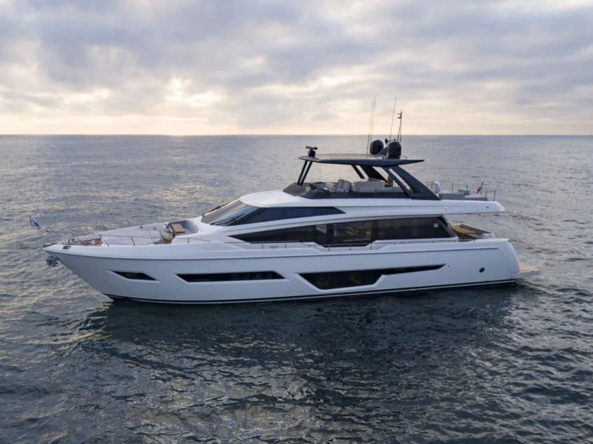 a white yacht in the water aboard FERRETTI 780/41 Yacht for Sale
