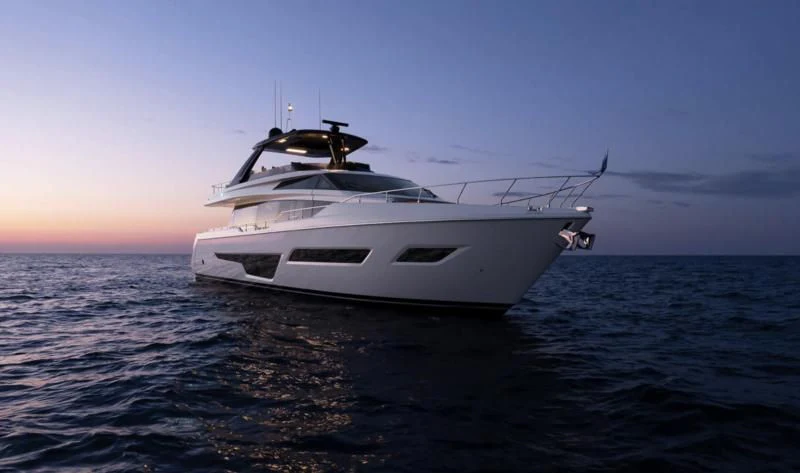 a white yacht in the water aboard FERRETTI 780/41 Yacht for Sale