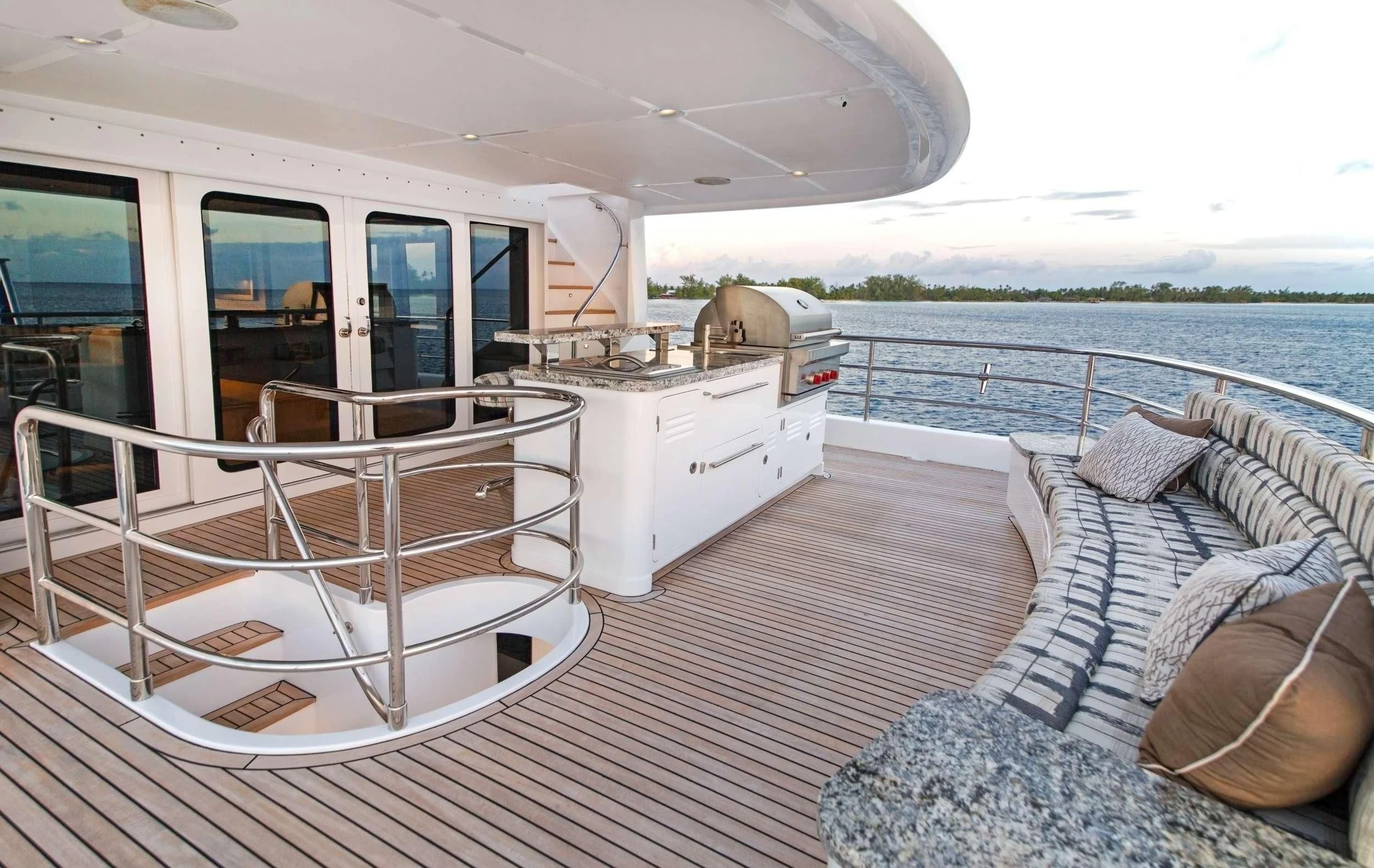 a boat on a deck aboard VIVIERAE II Yacht for Sale