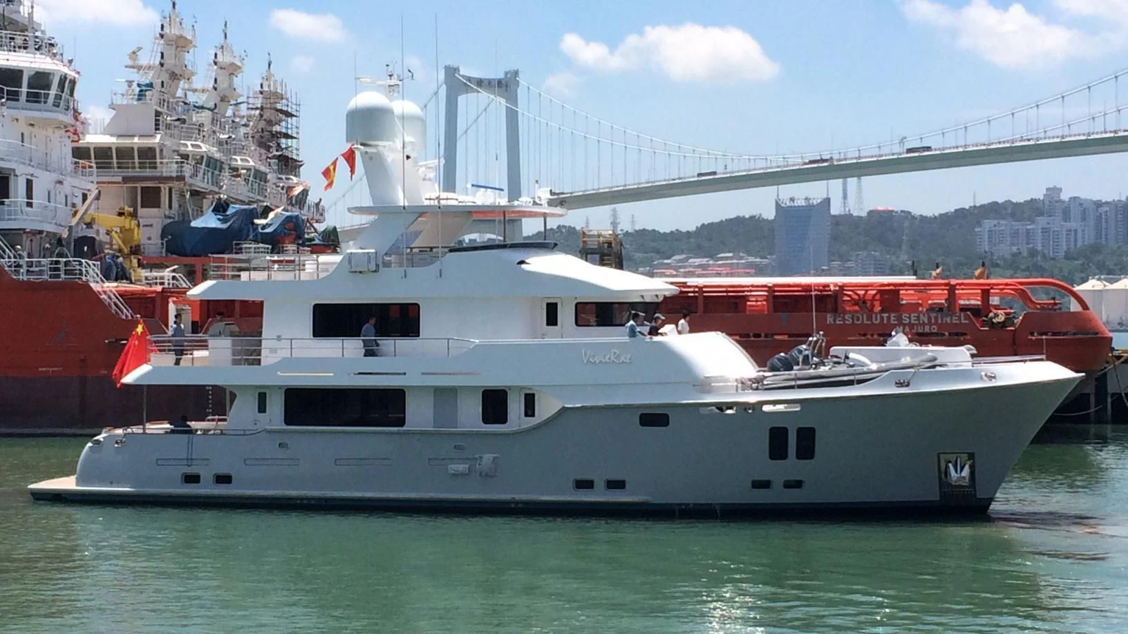 a large boat in the water aboard VIVIERAE II Yacht for Sale