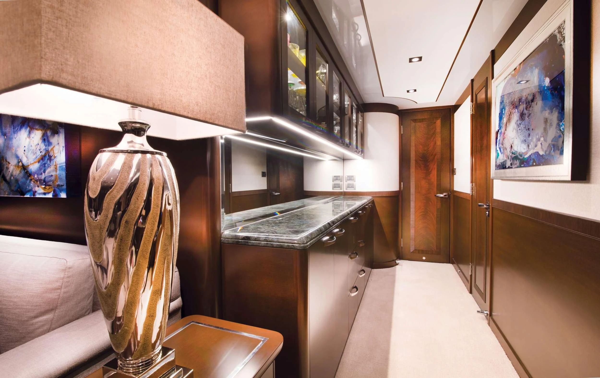 a vase on a table aboard VIVIERAE II Yacht for Sale