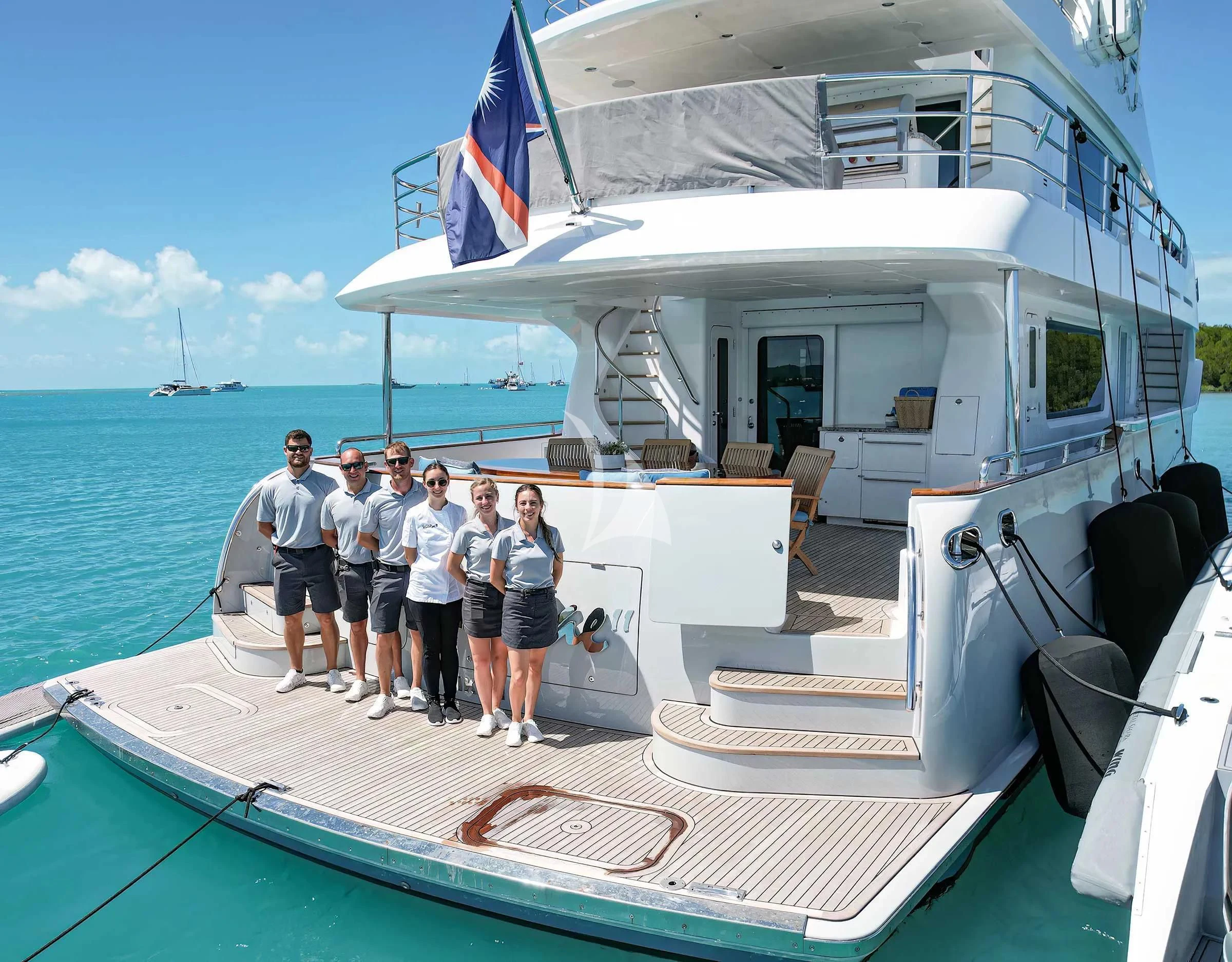a group of people on a boat aboard VIVIERAE II Yacht for Sale